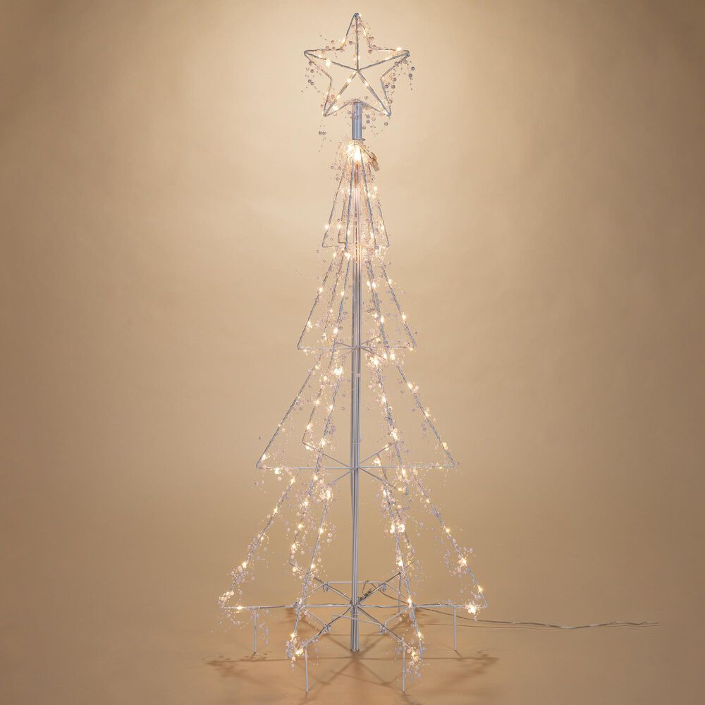 The Gerson Company Electric Lighted Iron Christmas Tree with Star Topper in White, , large