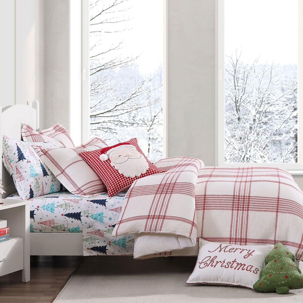 Levtex Waffle Plaid 3-Piece King/California King Comforter Set in Peppermint Red and Cream, , large