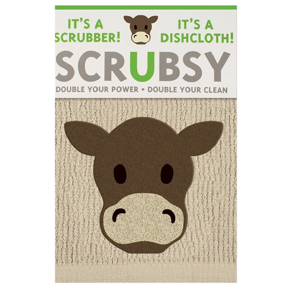 Mukitchen Cow Scrubsy Dish Cloth in Black and Beige, , large