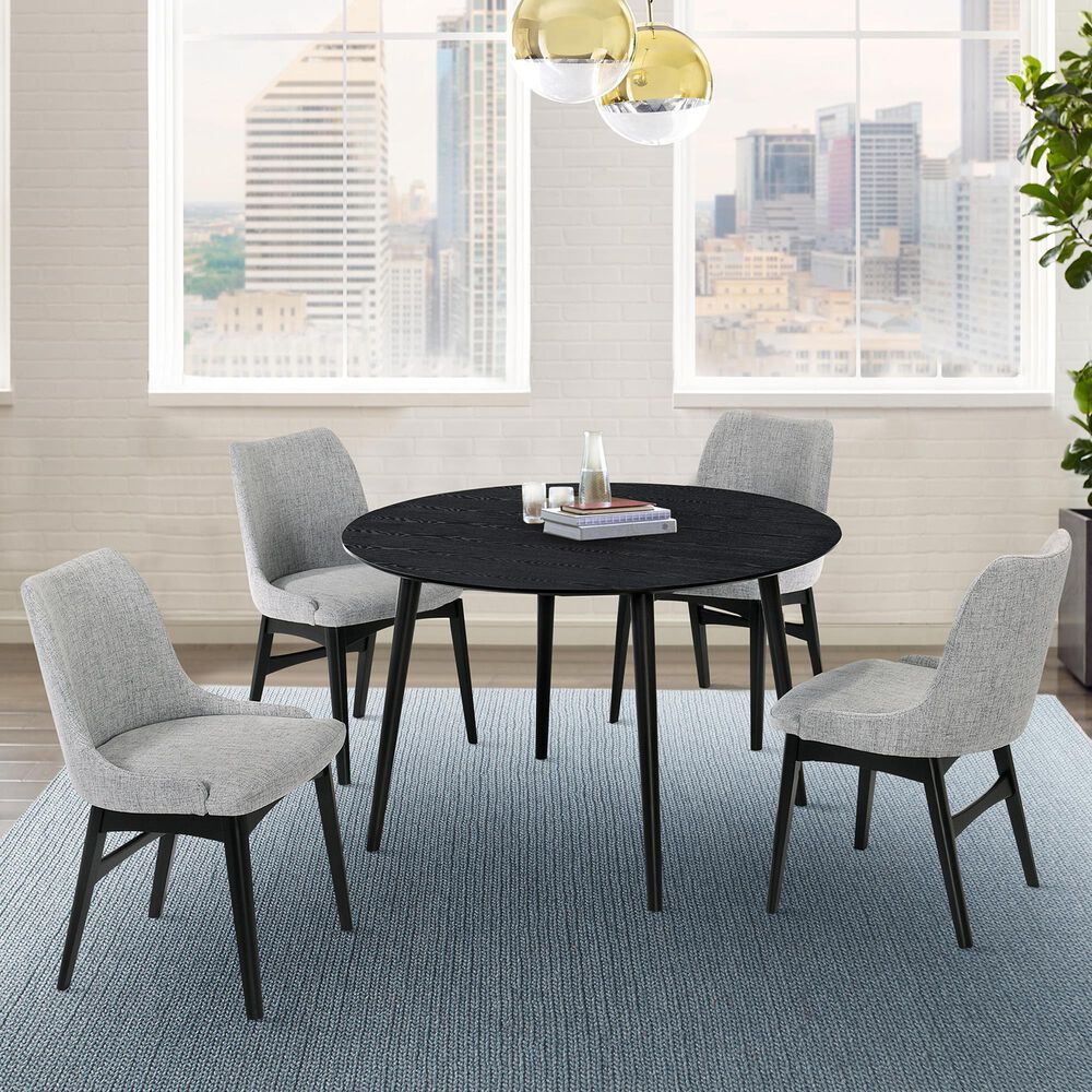 Blue River Arcadia and Azalea 5-Piece 48&quot; Dining Set with Gray Cushion in Black, , large