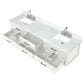 Lexora Home Castor 84" Double Bathroom Vanity in White with 2 cm White Carrara Marble Top and Rectangular Sinks, , large
