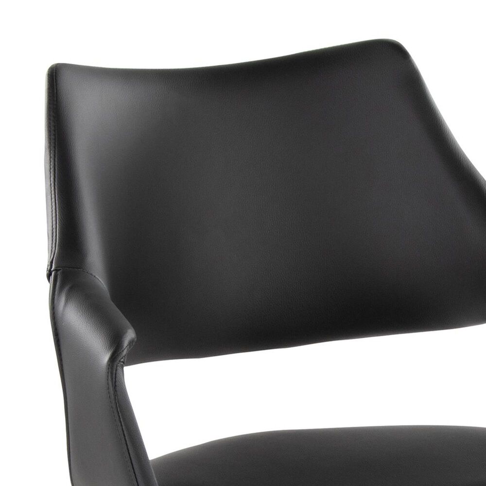 LumiSource Curvo Arm Chair with Black Faux Leather Cushion in Whitewashed Wood (Set of 2), , large