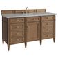 James Martin Brittany 60" Single Bathroom Vanity in Pecan with 3 cm Victorian Silver Silestone Top, Rectangular Sink and FreePower Wireless Charger, , large