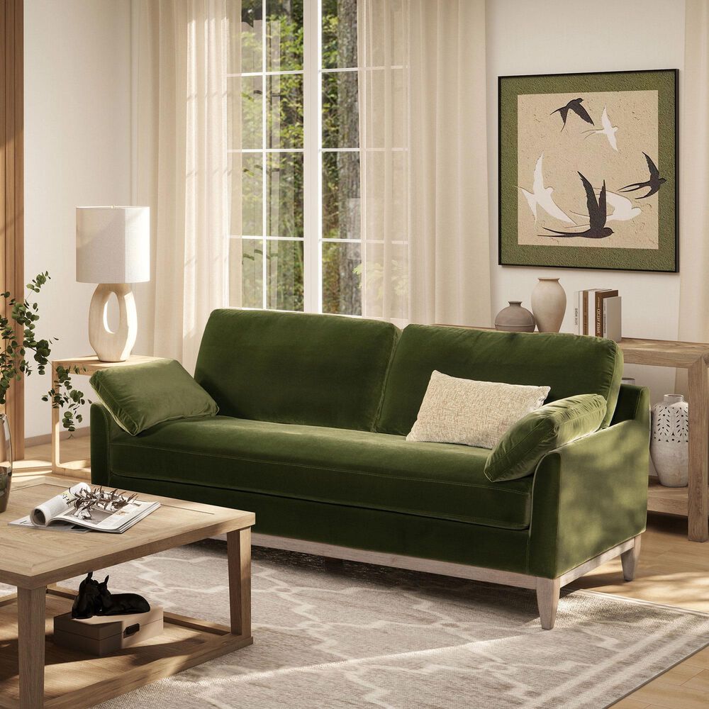 Jennifer Taylor Home Pasadena Stationary Sofa in Olive Green Velvet, , large