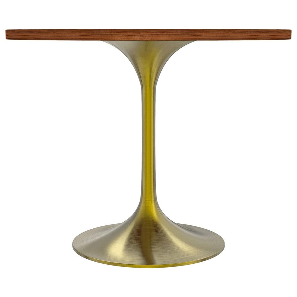 Leisuremod LeisureMod Verve Collection 36 Round Dining Table, Brushed Gold Base with Cognac Brown MDF Top, , large