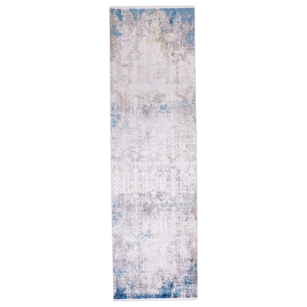 Feizy Cadiz 3"1" x 10" Ivory and Blue Runner, , large