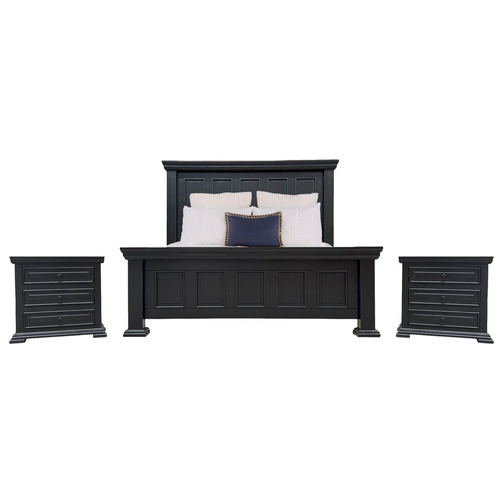 Woodland & Co Castle King Bed with Two Nightstands in Pure Merle, , large