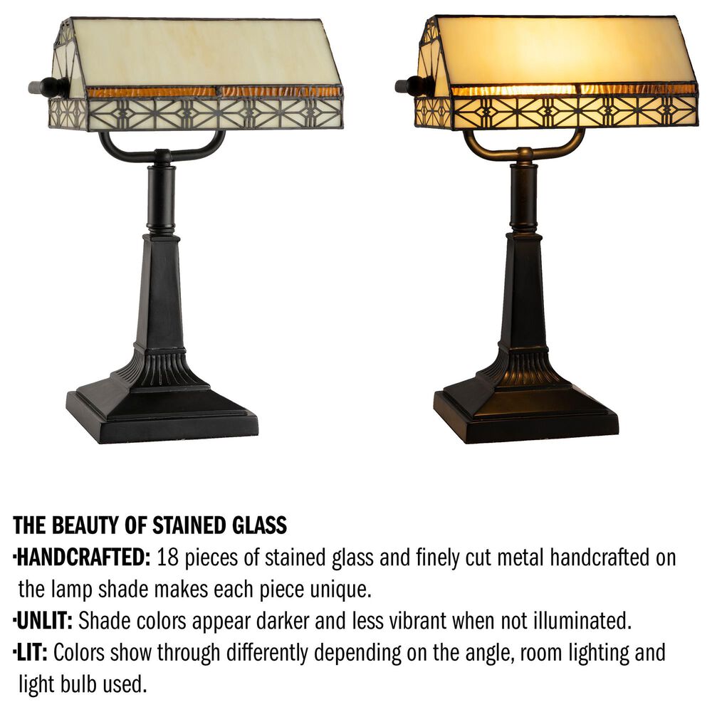 Timberlake Tiffany Style Bankers Lamp with LED Bulb in Black, , large