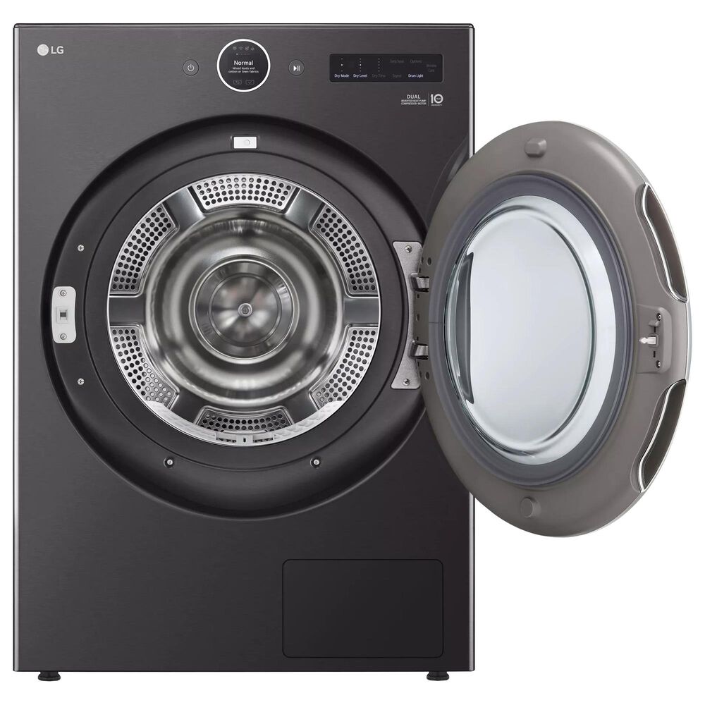 LG 7.8 Cu. Ft. Front Load Electric Dryer with Dual Inverter Heat Pump in Black Steel, , large