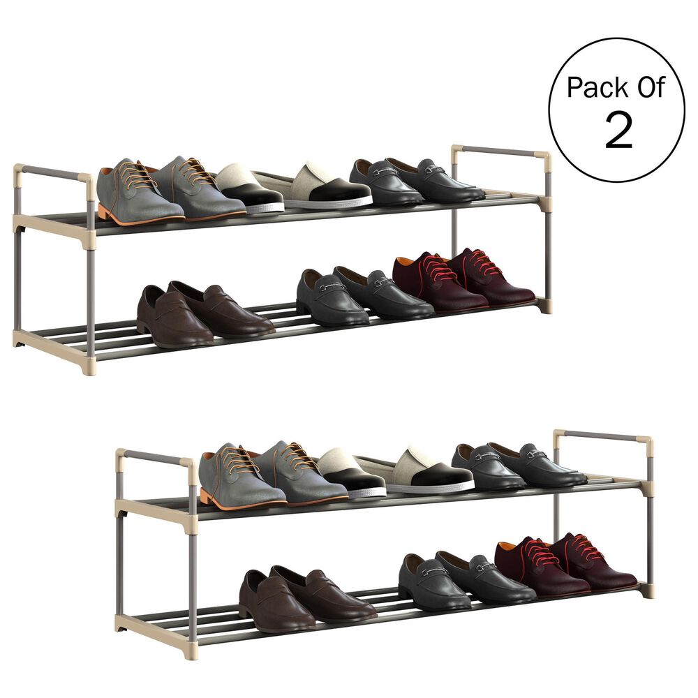 Timberlake 2-Tier Shoe Rack in Gray and White &#40;Set of 2&#41;, , large