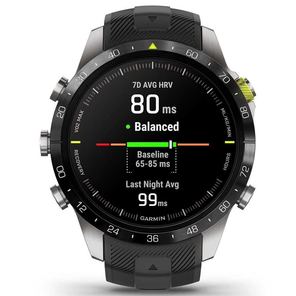 Garmin MARQ 2 Athlete AMOLED Smartwatch Grade 5 Titanium Bezel Case with Silicone Band in Black, , large
