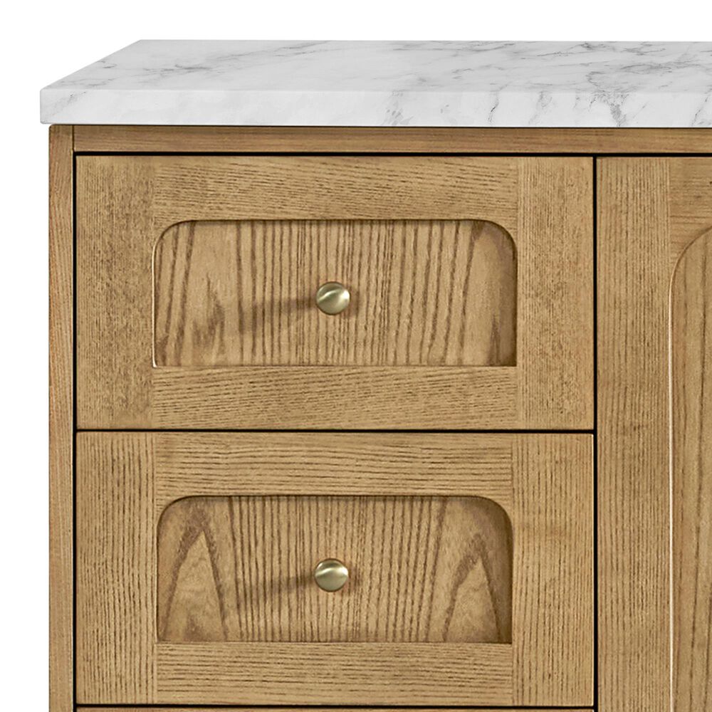 James Martin Vanities Laurent 60&quot; Single Bathroom Vanity in Light Natural Oak with 3 cm Carrara White Marble Top and Rectangular Sink, , large