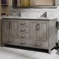 Lexora Home Jacques 60" Double Bathroom Vanity in Distressed Grey with 2 cm White Carrara Marble Top and Rectangular Sinks, , large