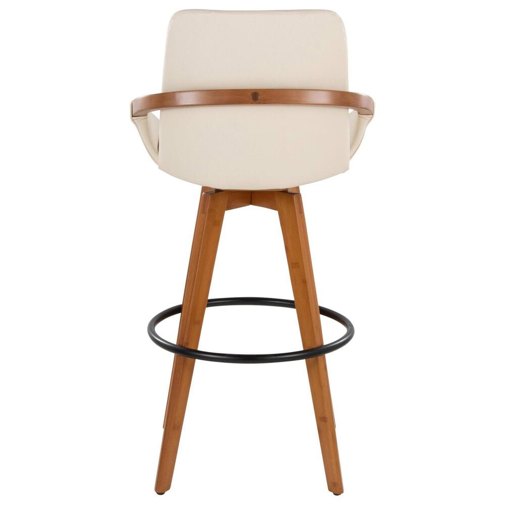 Lumisource Cosmo Swivel Barstool with Cream Cushion in Walnut and Black, , large
