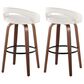 LumiSource Grotto Swivel Bar Stool with White Velvet Upholstery in Walnut Wood and Black (Set of 2), , large