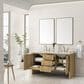 James Martin Vanities Hudson 60" Double Bathroom Vanity in Light Natural Oak with 3 cm Carrara White Marble Top and Rectangular Sinks, , large