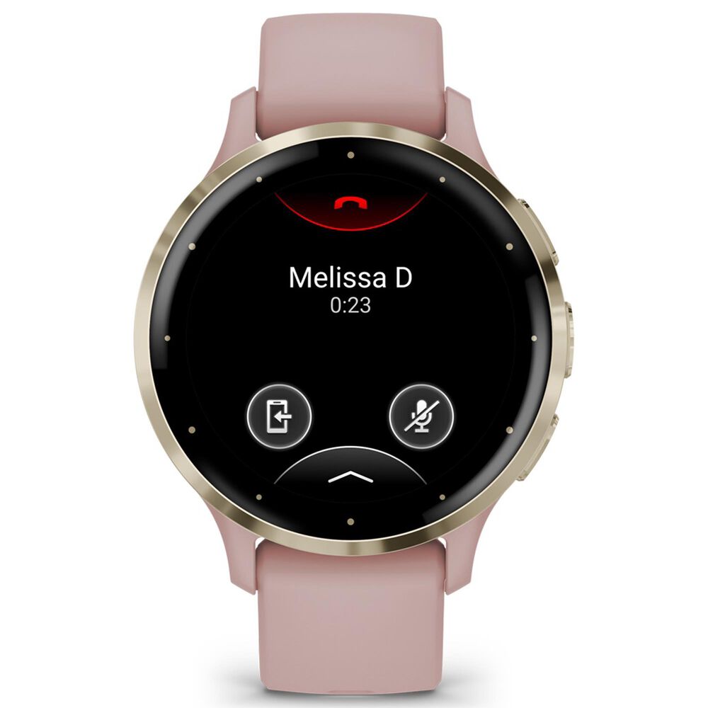 Garmin Venu 3S 41mm Soft Gold Stainless Steel Bezel Case with Dust Rose Silicone Band, , large