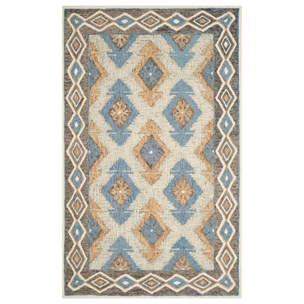 Safavieh Micro-Loop Southwestern 5" x 8" Blue and Beige Area Rug, , large