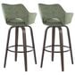 LumiSource Mustang 30" Swivel Bar Stool with Green Fabric Upholstery in Glazed Walnut and Black (Set of 2), , large