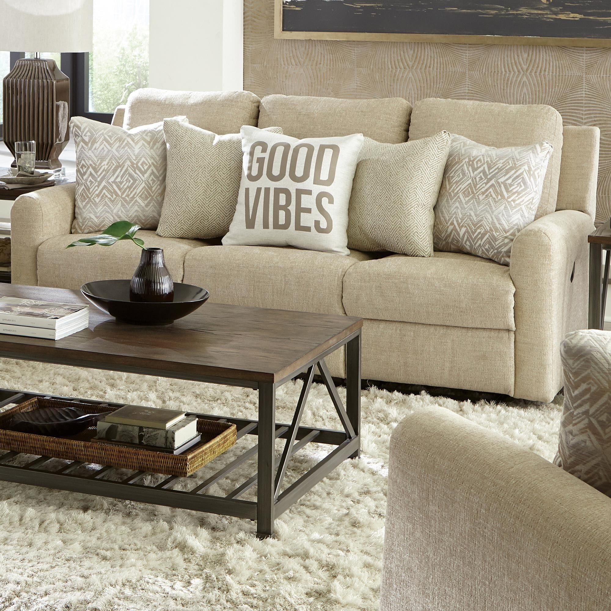 Catnapper Calvin Manual Reclining Sofa in Putty NFM
