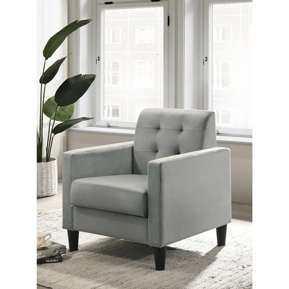 HOMLUX Tufted Back Accent Arm Chair in Light Gray, , large