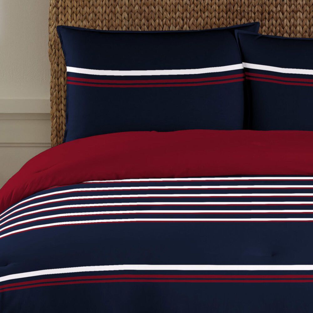 Revman Mineola 3-Piece Queen Duvet Cover Set in Red, Cream and Navy, , large