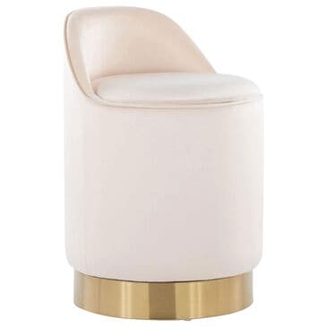 Lumisource Marla Vanity Stool with Cream Upholstered in Gold, , large