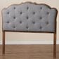 Baxton Studio Leandra Queen Panel Headboard with Grey Upholstered in Walnut Brown, , large