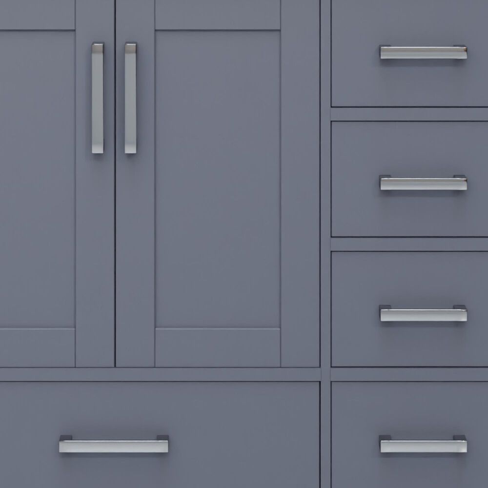 Lexora Home Jacques 36" Left Offset Single Bathroom Vanity in Dark Grey with 2 cm White Carrara Marble Top and Rectangular Sink, , large
