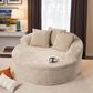 HOMLUX 59" Plush Corduroy Round Chair in Beige, , large