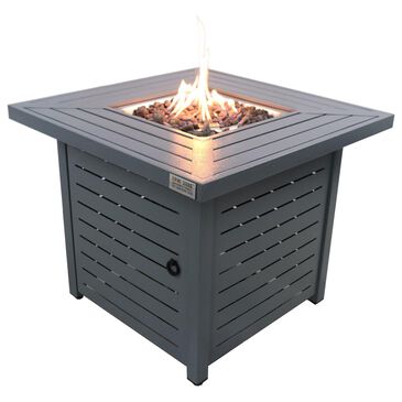 Living Source International Patio Square Fire Pit Table in Grey, , large