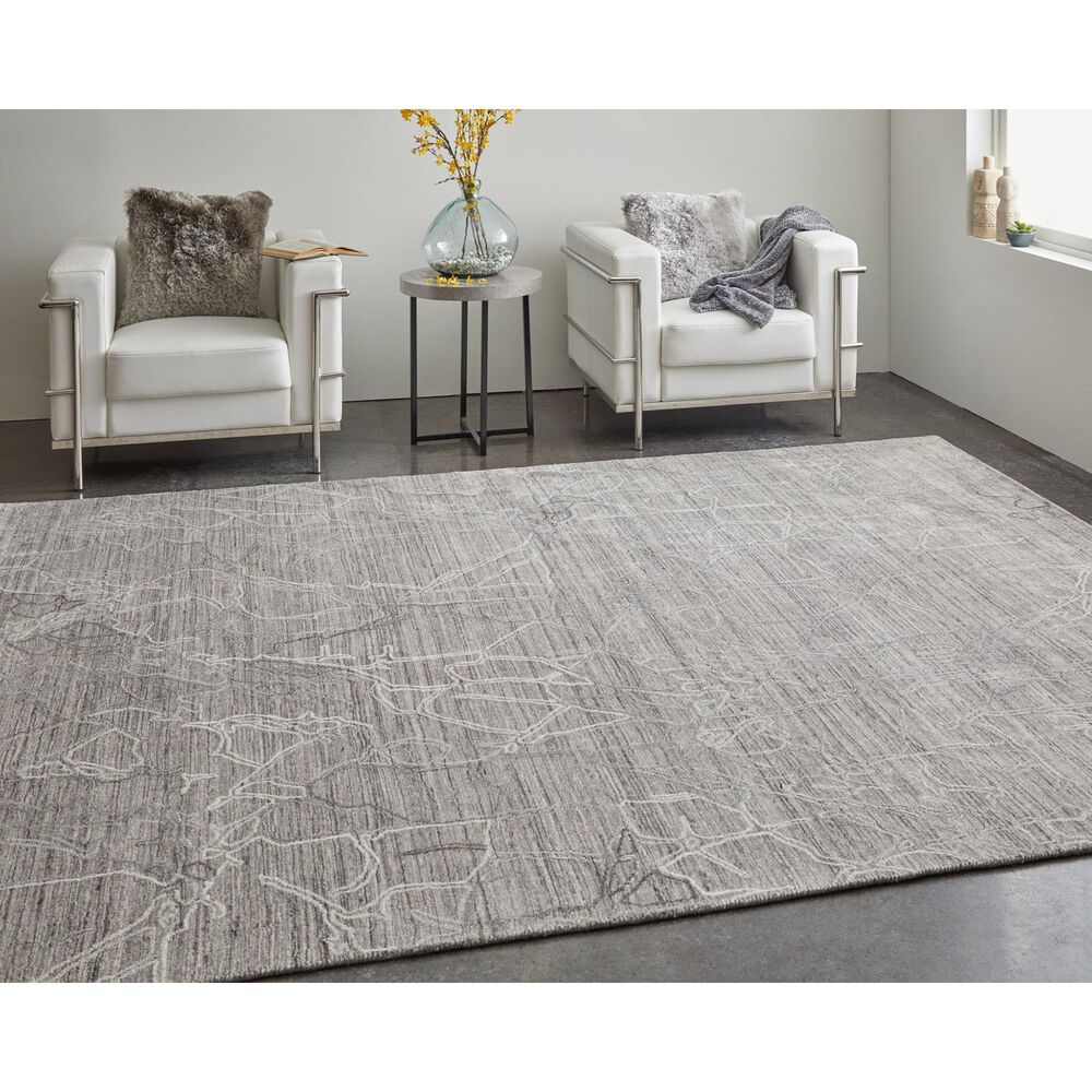 Feizy Whitton 4&#39; x 6&#39; Gray and Ivory Area Rug, , large