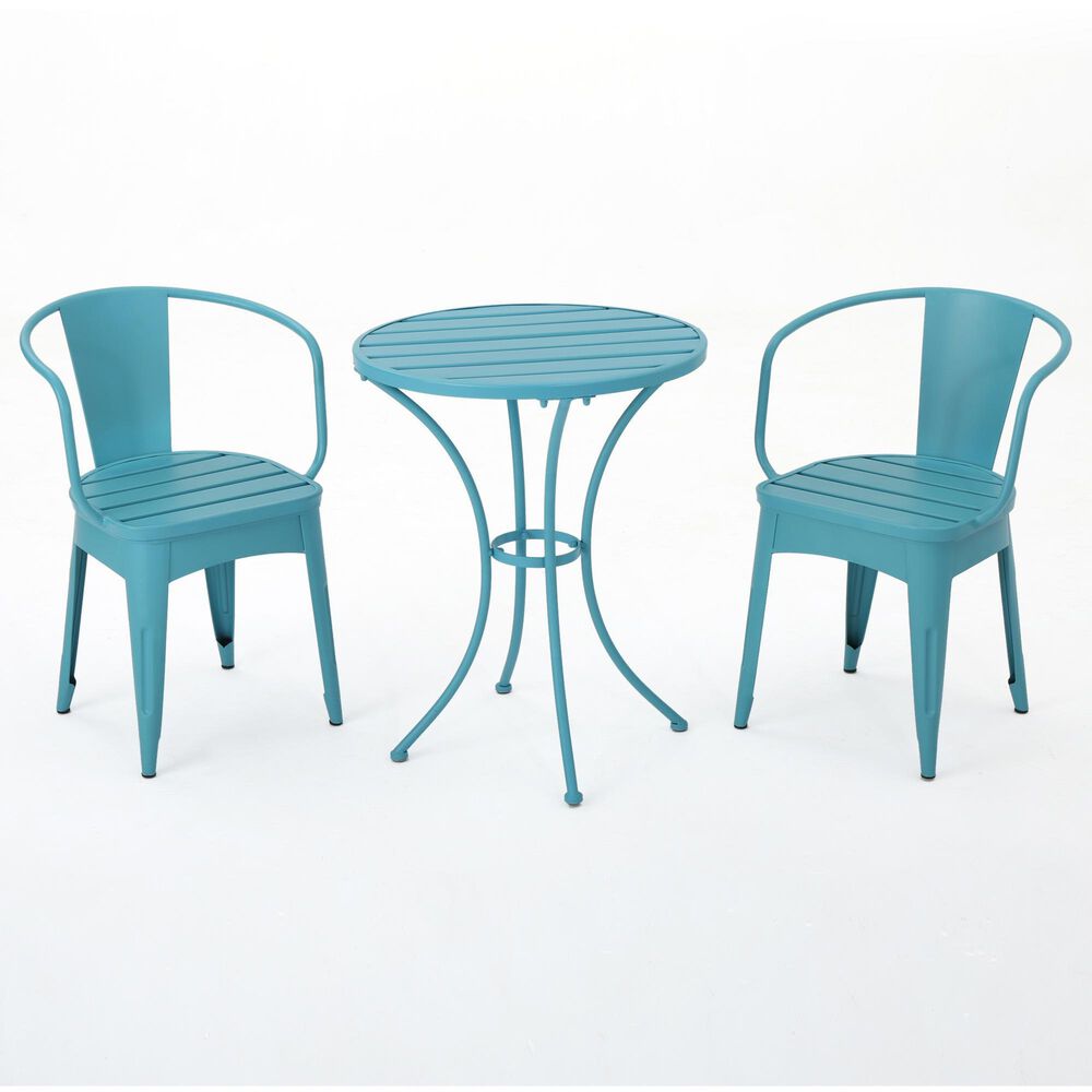 Hearth and Haven Colmar 3-Piece Outdoor Bistro Set in Blue, , large