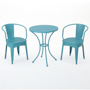 Hearth and Haven Colmar 3-Piece Outdoor Bistro Set in Blue, , large