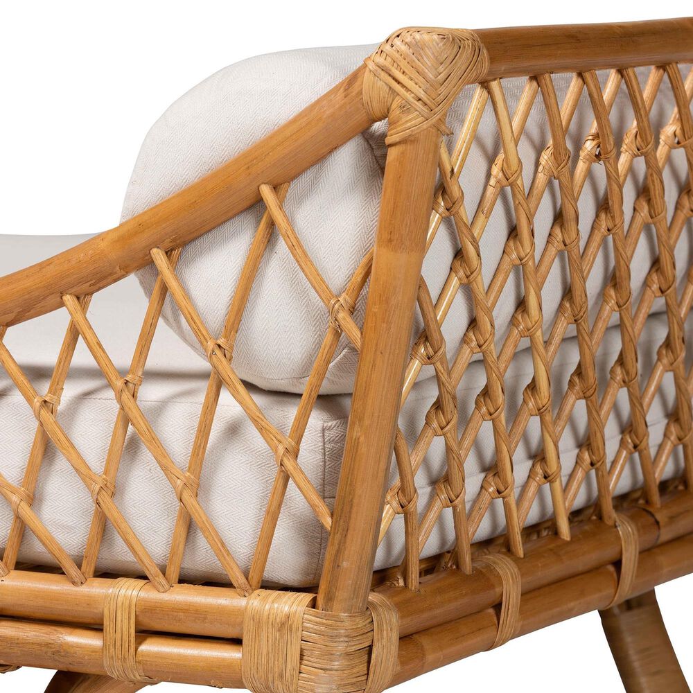 Baxton Studio Akemi Twin Rattan Daybed with Cushion in Light Honey, , large