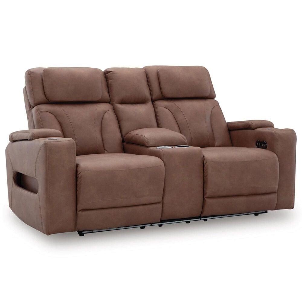 Ashley Point Clear Power Reclining Loveseat in Caramel, , large