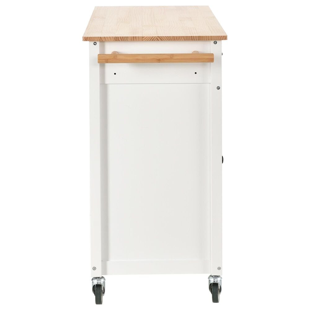 HOMLUX 54" Kitchen Island Cart with Solid Wood Top and Locking Wheels in White, , large