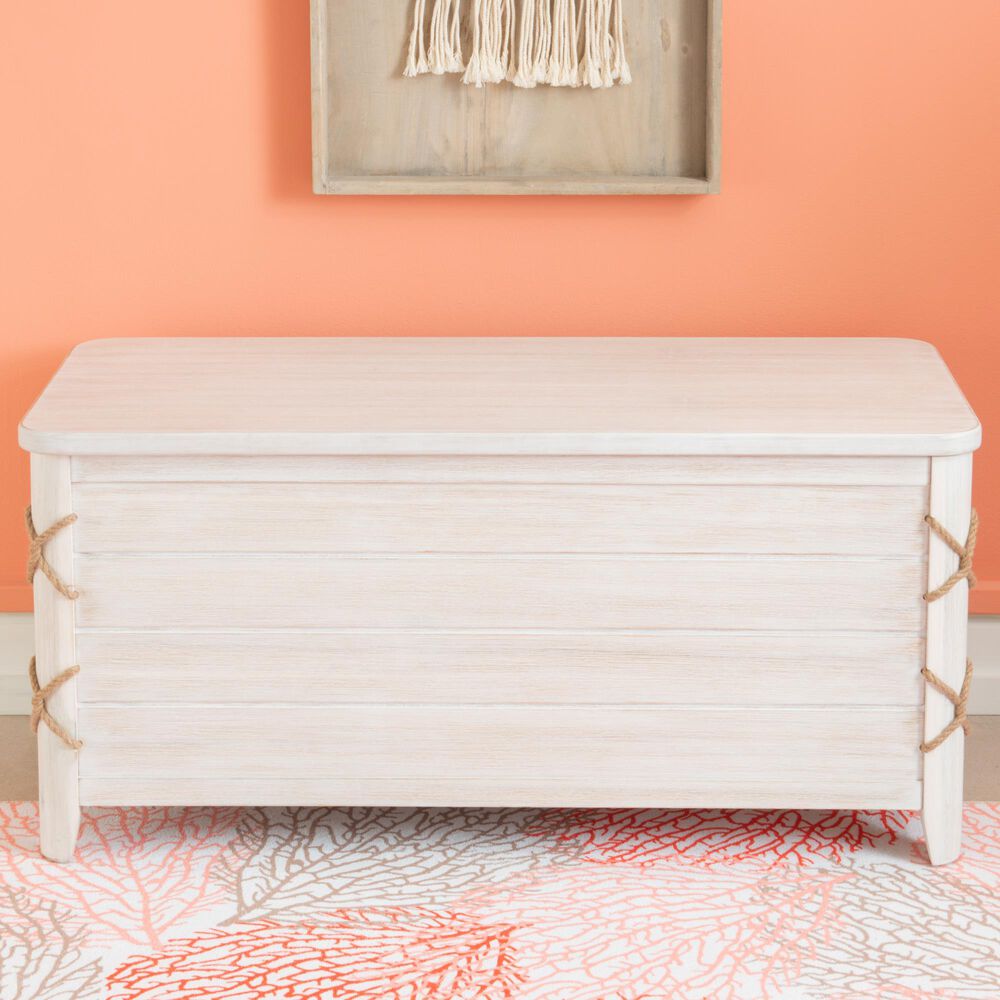 Linon Home Decor Brosnan Rope Cedar Chest in Whitewash, , large