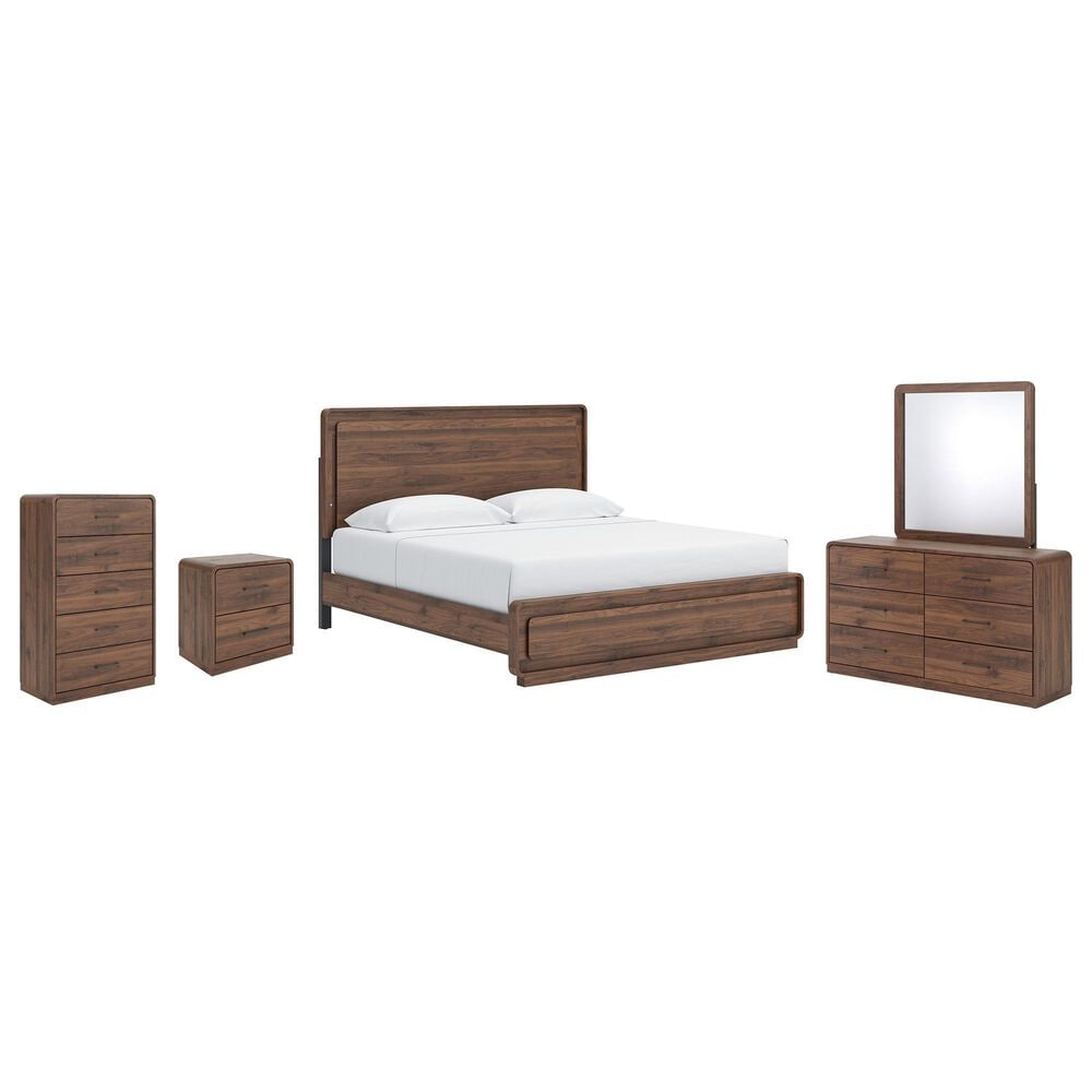 Ashley Fortlorn 5-Piece King Bedroom Set in Walnut Brown with LED Light, , large