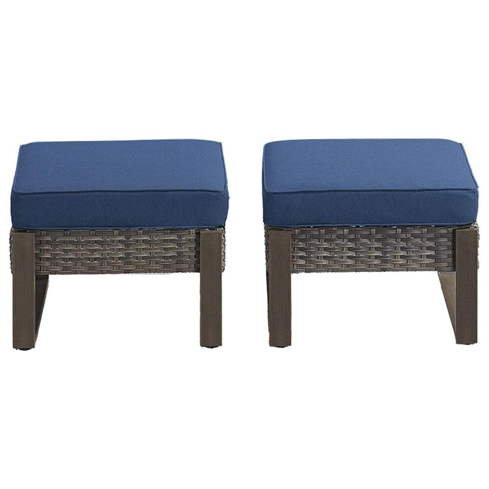Sunwell Garden Patio Ottoman with Gray Frame in Navy (Set of 2), , large