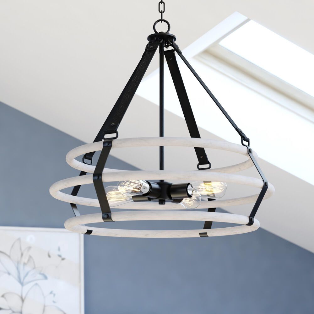 Vaxcel Taylor 4-Light Pendant in Textured Black and Ash Gray, , large