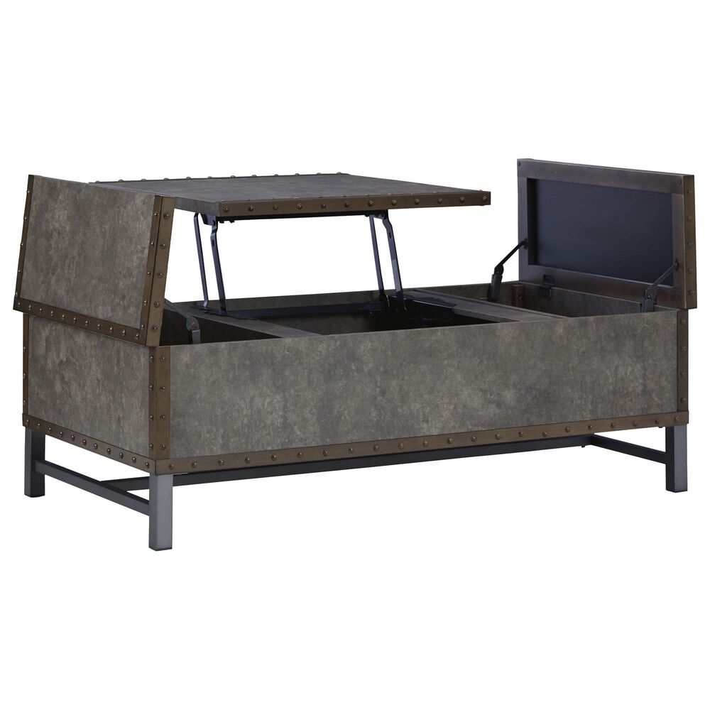 Ashley Derrylin Lift Top Coffee Table in Bronze and Brown, , large