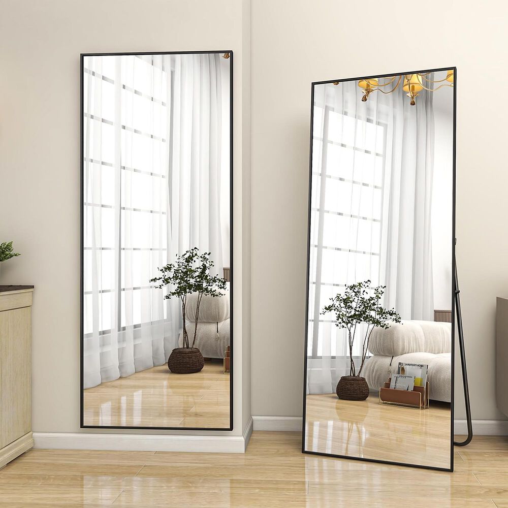 HOMLUX 18" x 58" Rectangular Full Length Floor Mirror in Black, , large