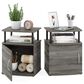 HOMLUX 3-Tier Utility Design End Table with Door in French Oak Grey and Black (Set of 2), , large