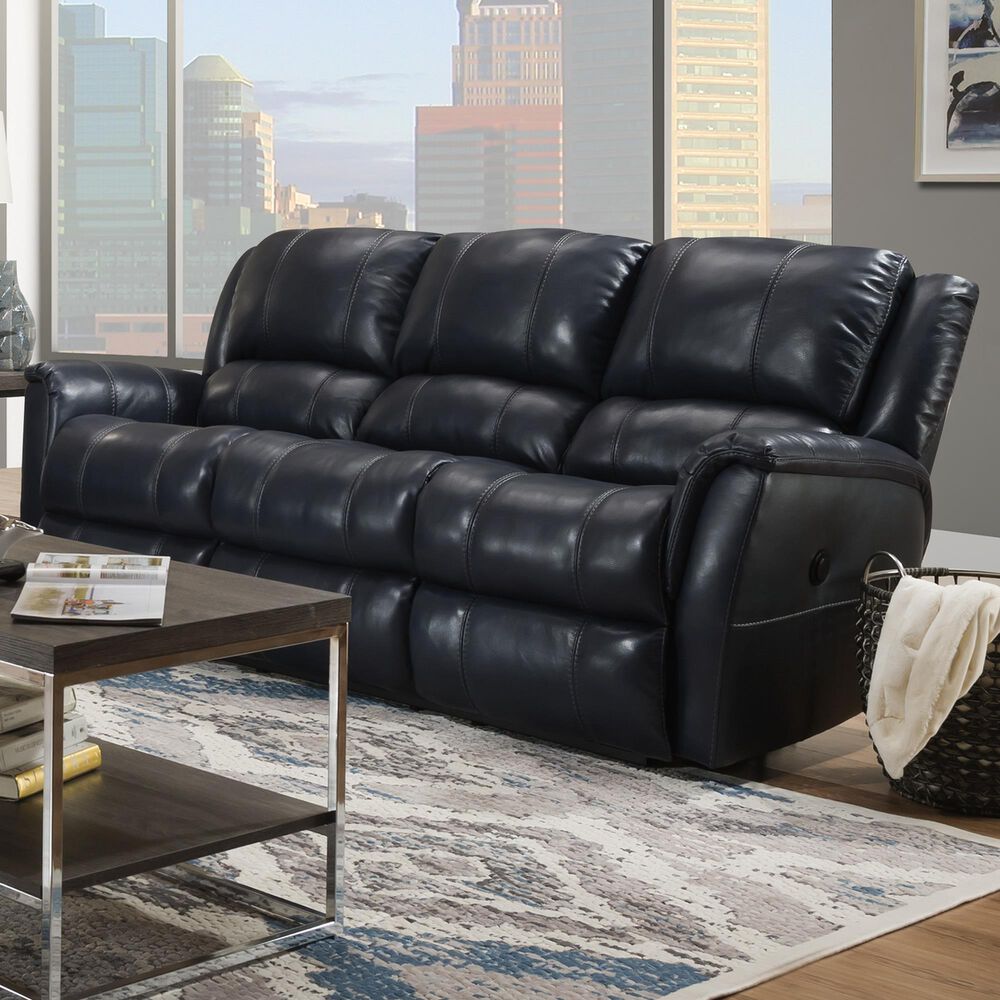 Homestretch Mercury Double Power Reclining Sofa in Ocean Blue, , large