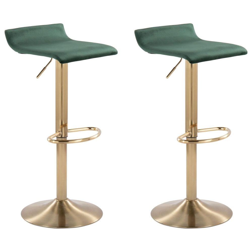Lumisource Ale Adjustable Swivel Barstool in Green &#40;Set of 2&#41;, , large