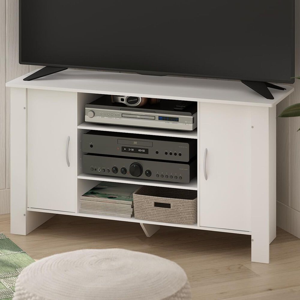HOMLUX 42.1" Modern TV Stand Entertainment Center with 2-Door in White, , large
