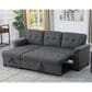 HOMLUX 84"W Reversible Linen Sleeper Sectional Sofa with Storage Chaise, in Dark Gray, , large