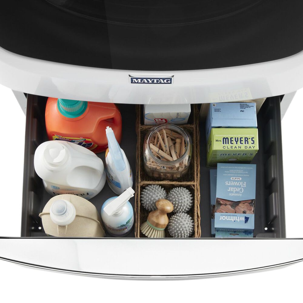 Maytag 4.5 Cu. Ft. Front Load Washer and 7.3 Cu. Ft. Gas Dryer Laundry Pair with Pedestal in White, , large