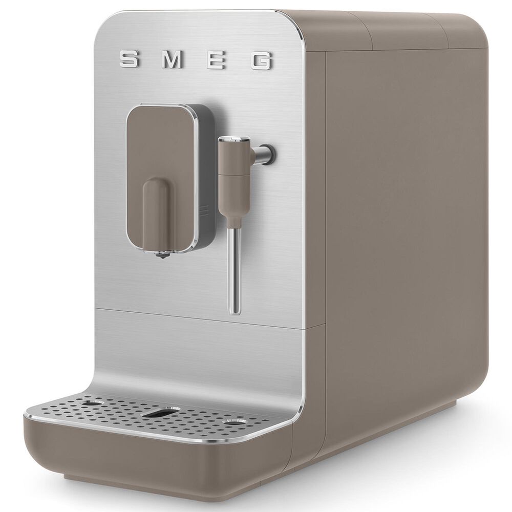 Smeg 47.34 Oz Automatic Coffee Machine Steam Wand in Taupe and Smoky